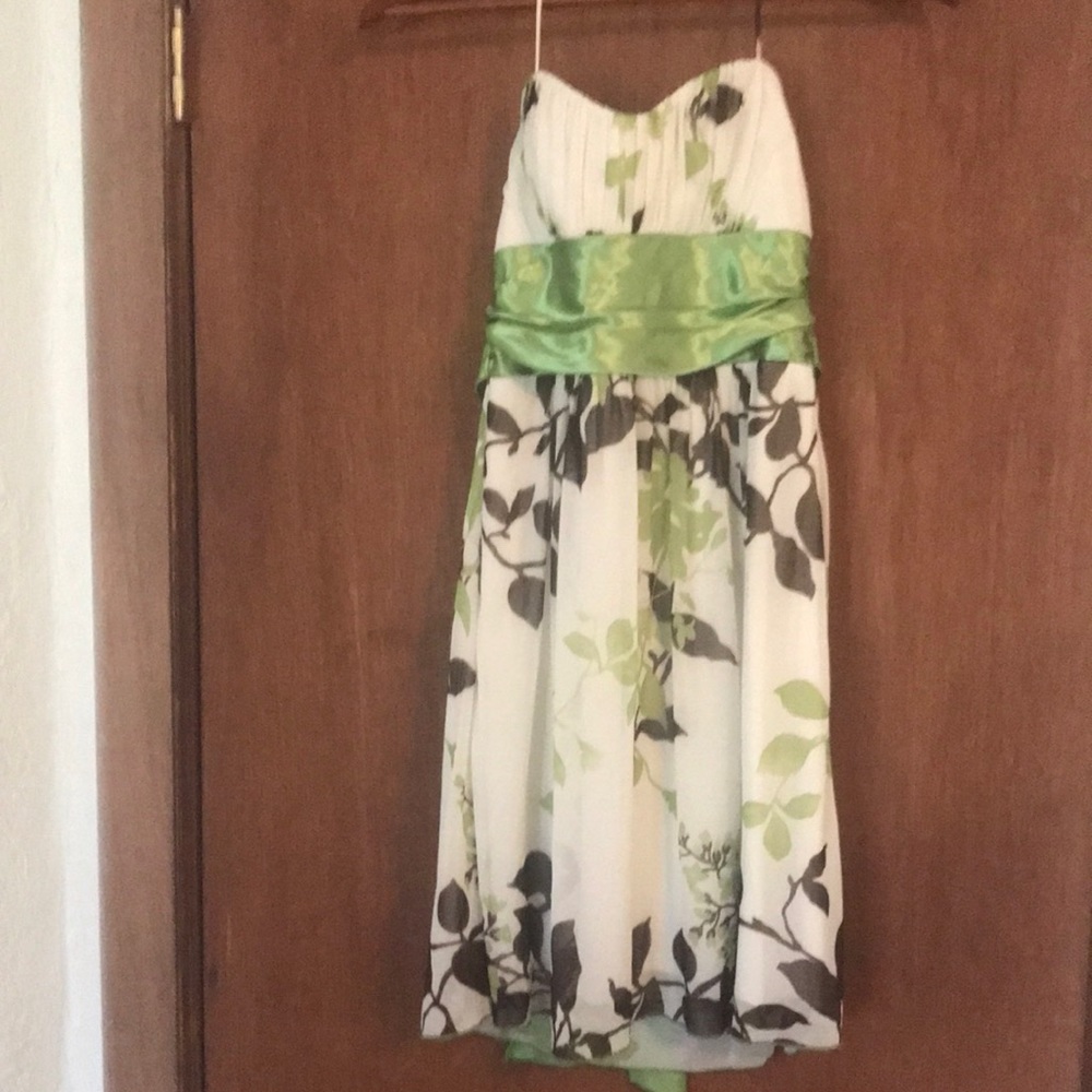 Speechless White Green Brown Short Dress - Size Medium